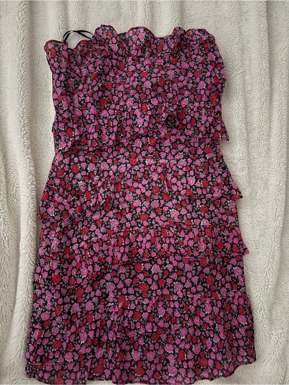 Nordstrom Strapless Floral Ruffle Dress in Pink and Black